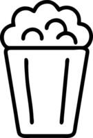 Outline drawing of a container overflowing with popcorn kernels snack isolated on white background vector