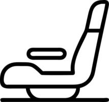 Illustration of a single black outline seat with armrest and a simple base on a white background vector