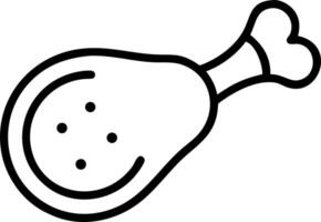 Illustration of a single chicken leg with bone and seasoning in a simple black outline style drawing vector