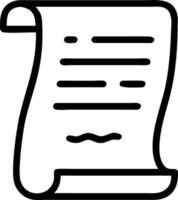 Illustration of a scroll with text lines and curled edges in black isolated on white background vector