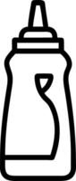 Illustration of a condiment squeeze bottle with a nozzle and a label outlined in black color line art vector