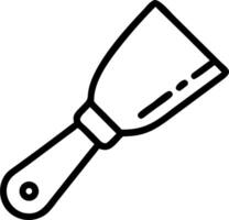 Illustration of a black and white outline putty knife with a handle isolated on white background vector