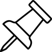 Illustration of a simple black and white pushpin with a rectangular head and sharp point design style vector
