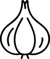 A simple line drawing of a garlic bulb with its distinct shape and segments against a white background vector