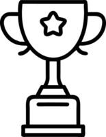 Illustration of a black outlined trophy with handles and a star on a pedestal design award icon vector