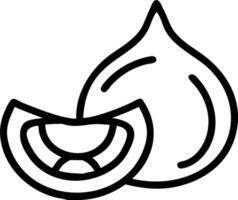 Outline drawing of a whole fig and a slice showing the interior, simple black and white design vector