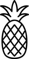 Outline drawing of a pineapple with its textured body and leafy crown on a white background design vector