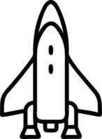 Simple line drawing of a space shuttle with wings and three engines isolated on white background vector