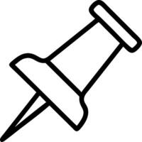 A simple outline drawing of a pushpin with a flat head and sharp point on a white background image view vector
