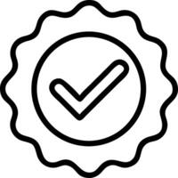 Check mark inside a circle with a wavy border outline illustration isolated on white background vector