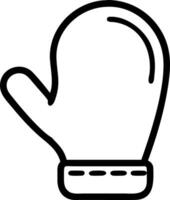 Illustration of a simple winter mitten with a cuff and thumb in black outline on a white background vector