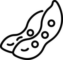 Illustration of two soybean pods with visible beans in a simple black outline on a white background vector