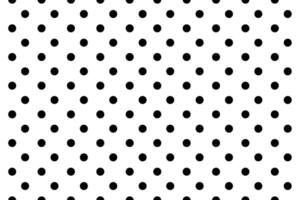 Seamless pattern classic black polka dots evenly spaced on a clean white background, perfect for textile design, backgrounds, invitations, wrapping paper, and retro-inspired graphic projects. vector