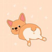 Cartoon of a cute corgi butt with a star shape marking in a playful and charming style vector