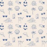 Seamless pattern with Tropical Summer Beach Collection vector
