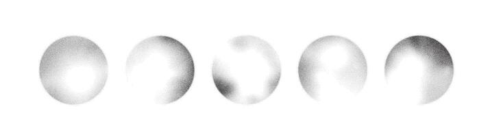 Grain noise dot gradient with sphere pattern spray and sun brush. Background dissolve halftone abstract with round frame and ring. Grainy sand ink effect with stipple eclipse and particle point vector