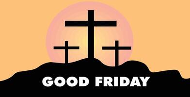 good friday background with three crosses vector