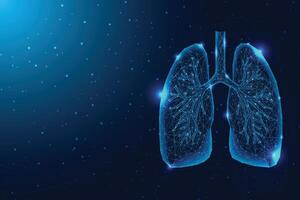 Futuristic Digital Lungs with Neural Network Connections on Space Background vector
