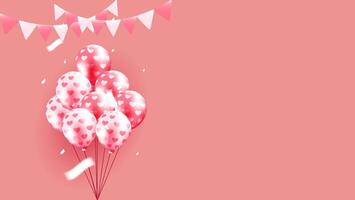 3d pink balloons with empty space for text. great for birthday card, festive celebration and anniversary celebration vector