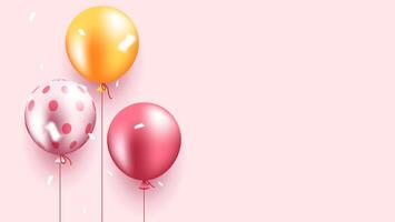 Set of colorful balloons with empty space for text. Realistic background for birthday, anniversary, wedding, holiday congratulation banners vector