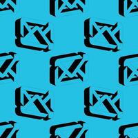 Seamless pattern featuring envelopes designed in bold negative space style on a cyan background. Ideal for themes related to mail, email, communication, and message delivery. vector
