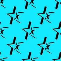 Seamless abstract pattern with stylized 3D stars on a bright blue background. Modern geometric design ideal for fashion, wrapping paper, branding, or digital projects. vector