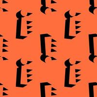 Modern seamless pattern with stylized exclamation marks created using negative space on a vivid orange background. Perfect for alert, caution, or attention-grabbing visual concepts. vector