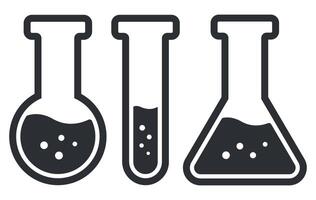 Chemistry flask icons isolated on white background. vector