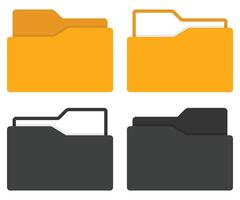 Folder icon set isolated on white background. vector
