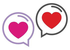 Bubble chat with red and pink hearts isolated on white background. vector