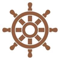 Boat steering wheel flat icon on white background. vector