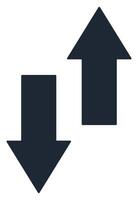 Up and down sign with black arrows icon illustration isolated on white background. vector
