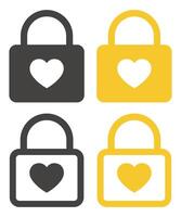 Padlock icon with heart shape isolated on white background. vector