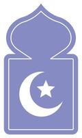 icon of islamic window with moon and star isolated on white background. vector