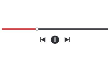 Flat icon of player progress loading bar with time slider. vector