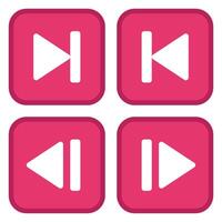 Rectangular slider buttons arrows icon set isolated on white background. vector