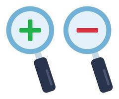 Zoom in and zoom out magnifying glass icon isolated on white background. vector