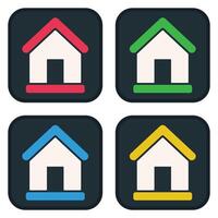 Home flat icon set for websites and apps isolated on white background. vector