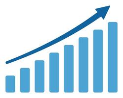 Growing bar graph icon isolated on white background. vector