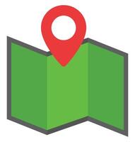 Map with red pin icon isolated on white background. vector