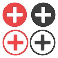 Plus icon set isolated on white background. vector
