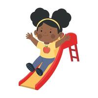 Girl Sliding Down Playground Slide vector