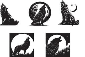 set of animals silhouette vector