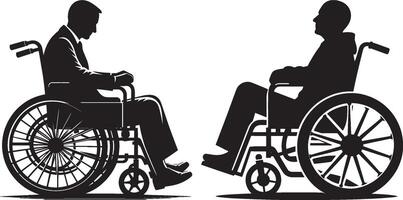 Wheelchair User Silhouettes in Black and White vector