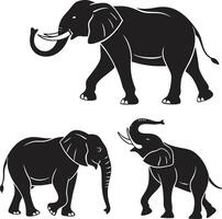 Black Elephant Silhouette Set Bundle vector