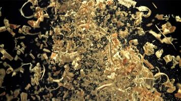 The sawdust flies up and down. Filmed on a high-speed camera at 1000 fps. High quality FullHD footage video