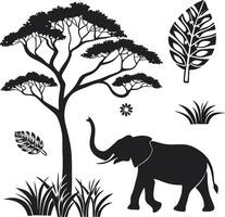 Elephant Walking in Jungle Nature Scene Design vector