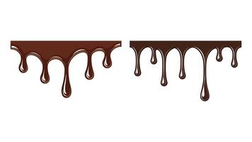 A sweet brown liquid chocolate drip flows with a tasty splash. chocolate Liquid Stream Flowing with Glossy dripping on white, melted chocolate dripping vector