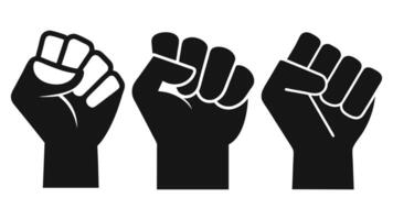 Set of illustration featuring a raised fist, symbolizing solidarity and strength. worker's day, labor day, Labour day concept vector