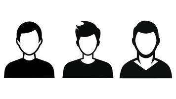 A illustration set shows the silhouette of a man profile picture, and a silhouette of a man as people icons, generic avatar vector